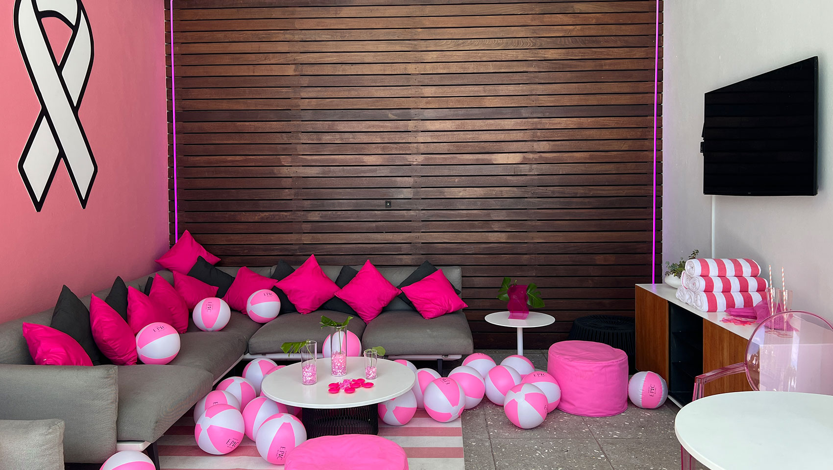 Cabana for a cause with pink décor