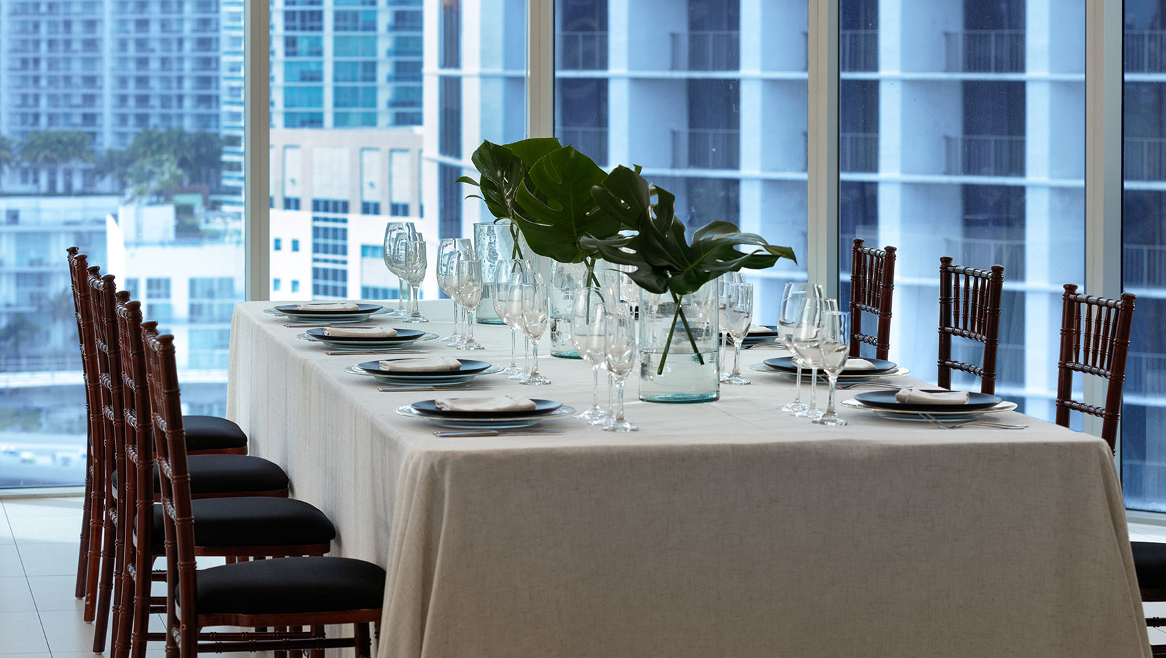 close up of meeting table setting