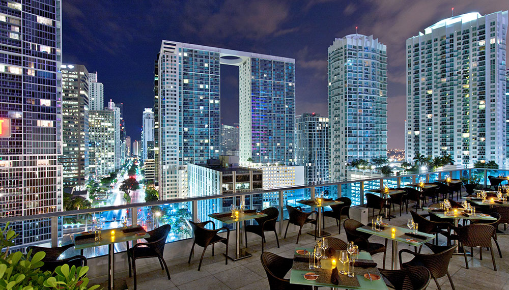 Area 31 outdoor seating, night