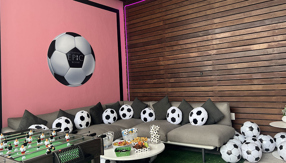 game day soccer cabana at Kimpton epic hotel with soccer décor