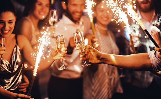 New Years cheers with sparklers